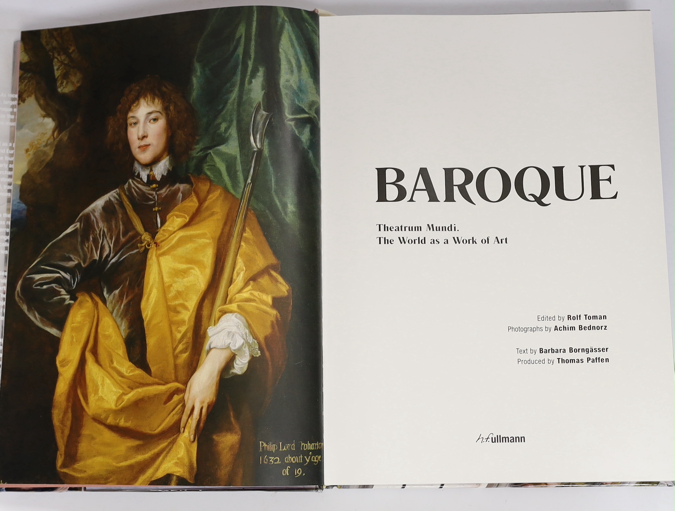 Toman, Rolf (editor) Baroque: theatrum mundi. The world as a work of art. many coloured illus. throughout; publisher's coloured pictorial boards and printed glassine wrapper, thick folio. Potsdam, (2013)